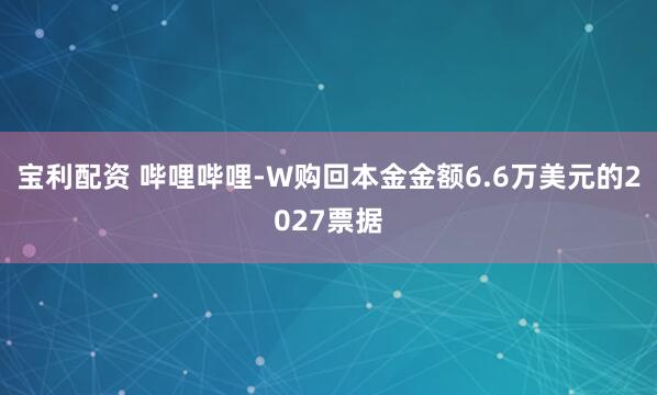 宝利配资 哔哩哔哩-W购回本金金额6.6万美元的2027票据